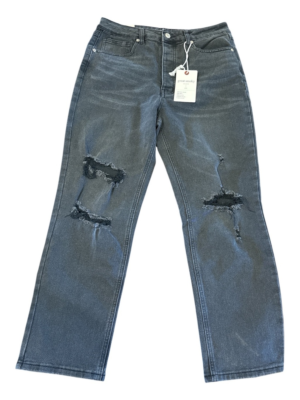 High-Rise Distressed Women’s Jeans - Charcoal